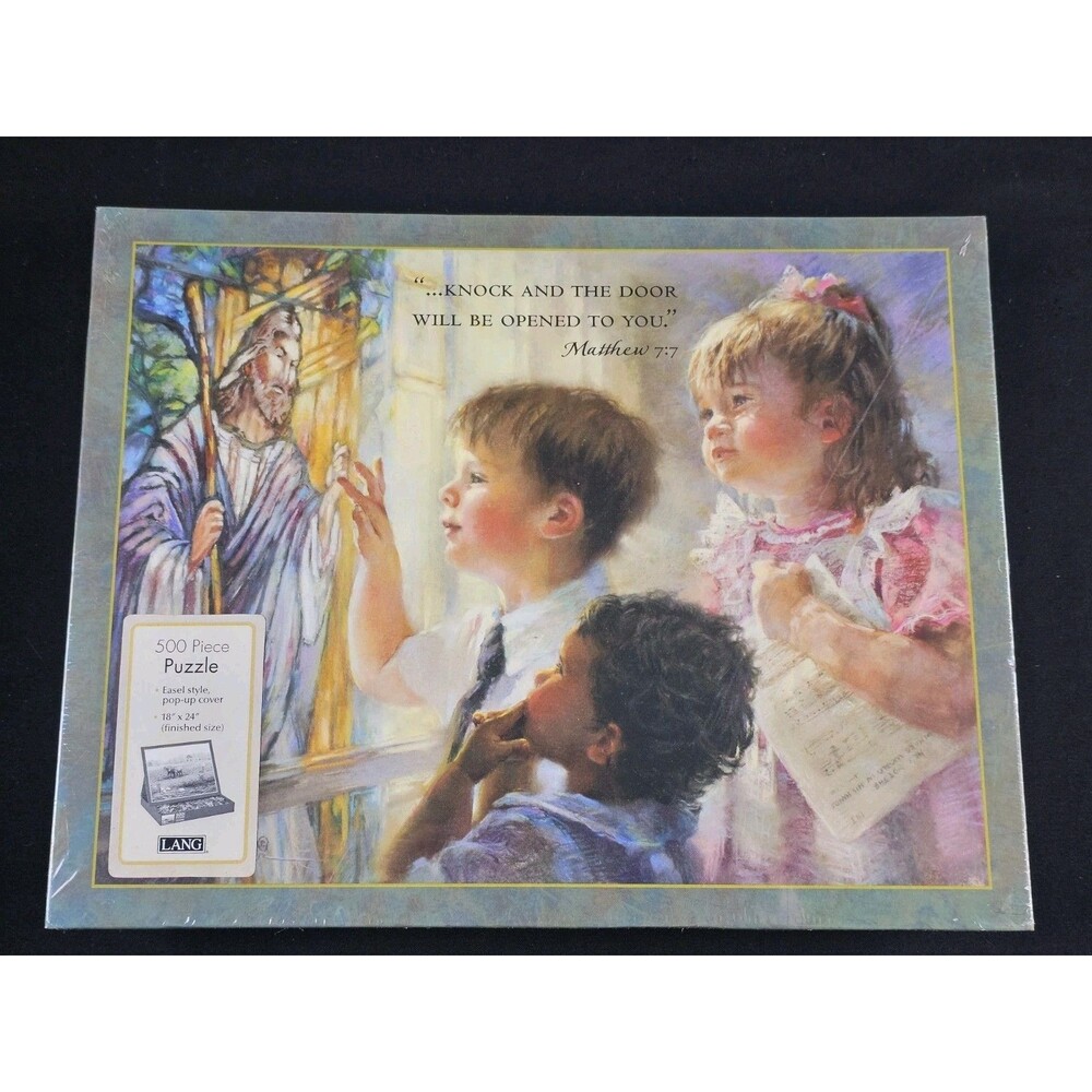 In His Hands Matthew 7:7 500 Piece Lang Puzzle New Sealed Pop-Up Easel Style Box